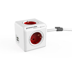 ALLOCACOC PowerCube Extended USB - Πολύμπριζο - Κόκκινο