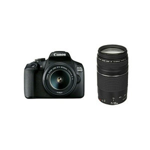 CANON EOS 2000D + EF-S 18-55mm + EF 75-300mm  - κάμερα DSLR - Μαύρο