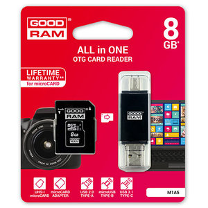 GOODRAM ALL IN ONE 8GB MICRO CARD CL10 UHS I +CARD READER TYPE C M1A5