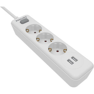 Philips SPN3032W/GRS Πολύπριζο 3 θέσεων με 2 USB Type-A 2.4 A