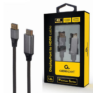 CABLEXPERT DISPLAYPORT TO HDMI CABLE PREMIUM SERIES 4K 1,8M RETAIL PACK