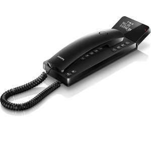 Philips M110B/GRS Μαύρο Ενσύρματο τηλέφωνο γόνδολα με οθόνη και ανοιχτή ακρόαση συμβατό με ακουστικά βαρηκοΐας