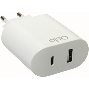 Osio OTU-5904W Διπλός φορτιστής κινητού με USB Type-C και USB Type-A – 18W