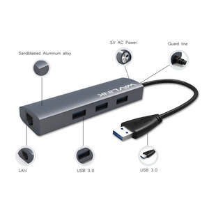 WAVLINK USB 3.0 4-PORT HUB WITH GIGABIT ETHERNET