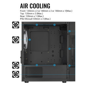 AEROCOOL PC case mini tower ATOMIC-LITE-G, 206.5x385x353.4mm, 2x RGB fan