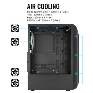 AEROCOOL PC case mid tower BIONIC-G, 206x450x372mm, 1x RGB fan, μαύρο