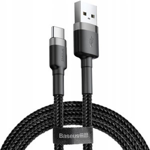 BASEUS CABLE CAFULE - USB TO TYPE C - 3A 1 METER (CATKLF-BG1) BLACK AND GREY