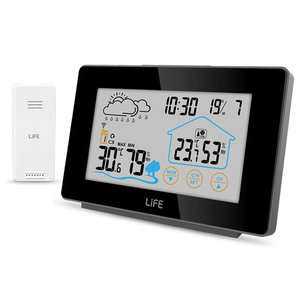 LIFE MEDITERRANEAN TOUCH WEATHER STATION WITH CLOCK BLACK COLOR
