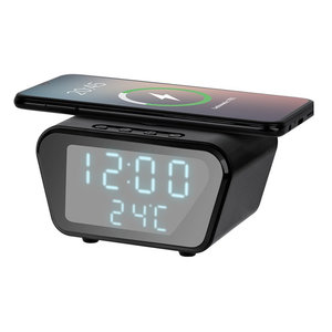 REBEL επιτραπέζιο ψηφιακό ρολόι RB-6303, με ασύρματο φορτιστή, μαύρο