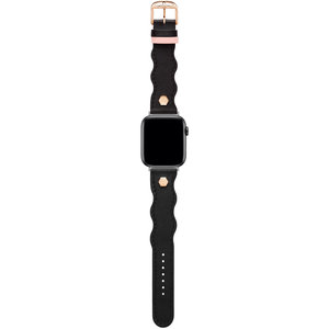 Λουράκι TED Wavy Design Black Leather Strap για APPLE Watches 38-40 mm