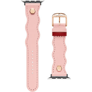 Λουράκι TED Wavy Design Pink Leather Strap για APPLE Watches 38-40 mm