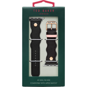 Λουράκι TED Wavy Design Black Leather Strap για APPLE Watches 42-44 mm