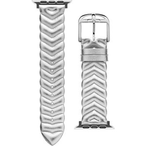 Λουράκι TED Chevron Silver Leather Strap για APPLE Watches 42-44 mm