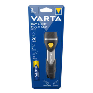 VARTA φορητός φακός Day Light Multi LED F10, 20lm, 20m, μαύρος-ασημί