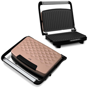 LIFE VOGUE Sandwich toaster with grill plates,750W in ROSE GOLD color