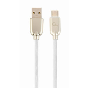 CABLEXPERT PREMIUM RUBBER TYPE-C USB CHARGING AND DATA CABLE 1M WHITE RETAIL PACK