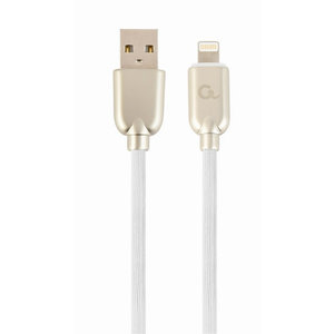 CABLEXPERT PREMIUM RUBBER LIGHTNING CHARGING AND DATA CABLE 1M WHITE RETAIL PACK