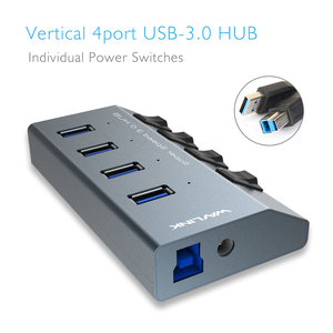 WAVLINK SUPERSPEED USB3.0 4 PORT ALUMINUM HUB WITH FAST CHARGING & POWER SUPPLY