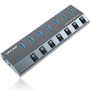 WAVLINK SUPERSPEED USB3.0 7 PORT HUB WITH INDIVIDUAL POWER SWITCHES HUB & POWER SUPPLY