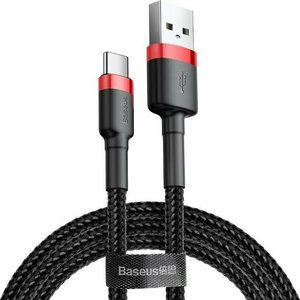 Baseus Cafule Braided USB 2.0 Cable USB-C male - USB-A male Μαύρο Κόκκινο 2m (CATKLF-C91)