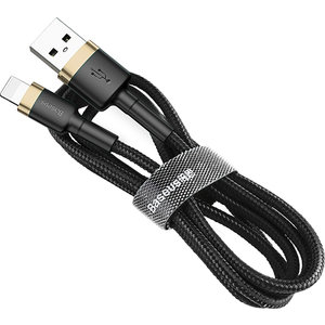 Baseus Cafule Braided USB to Lightning Cable Μαύρο Χρυσό 1m (CALKLF-BV1)