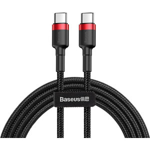 Baseus Cafule Braided USB 2.0 Cable USB-C male - USB-C male 60W Μαύρο Κόκκινο 1m (CATKLF-G91)