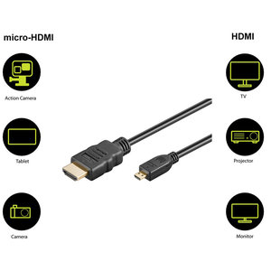 GOOBAY καλώδιο HDMI σε HDMI Micro 53786 με Ethernet, 4K, 3m, μαύρο