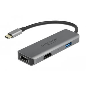DELOCK αντάπτορας USB Type-C σε USB & 2x HDMI 87780, 480Mbps, 4K, γκρι