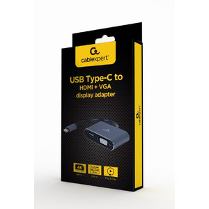 CABLEXPERT USB TYPE-C TO HDMI + VGA DISPLAY ADAPTER SPACE GREY RETAIL PACK