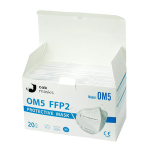 OAK MASKS μάσκα υψηλής προστασίας FFP2 OM5, 5 στρωμάτων, 20τμχ, λευκή
