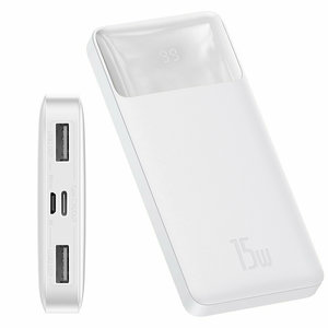 Baseus Bipow Digital Display Power bank 10000mAh 20W 2x USB / USB Type C / micro USB 15W white (PPDML-I02)