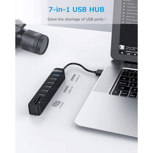 ORICO USB 3.0 hub TWU32-6AST, 6x USB ports, SD/TF ports, μαύρο