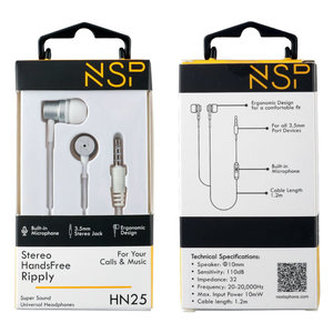 NSP HN25 White In ear ακουστικά ψείρες Hands Free