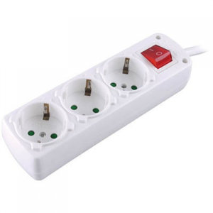 LAMTECH POWER STRIP WITH SWITCH 3 OUTLETS WHITE 1.5M