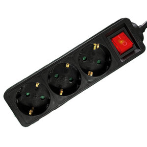 LAMTECH POWER STRIP WITH SWITCH 3 OUTLETS BLACK 1.5M