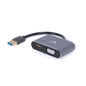 CABLEXPERT 4K USB TO HDMI + VGA DISPLAY ADAPTER SPACE GREY RETAIL PACK