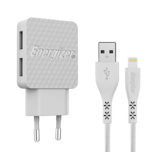ENERGIZER AC2CEULLIM WALL CHARGER LW 3.4A 2USB EU +Lightning Cable White