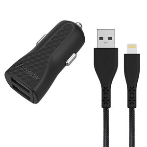 ENERGIZER DC2CLLIM CAR CHARGER LW 3.4A 2USB+Lightning Cable Black