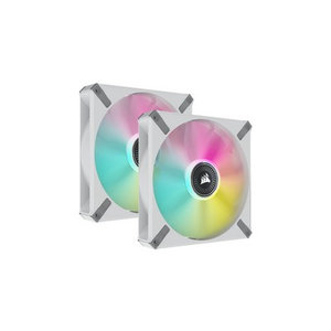 CORSAIR iCUE ML140 RGB ELITE Premium 140mm PWM Magnetic Levitation Fan - Dual Fan Kit with iCUE Lighting Node CORE (WHITE)