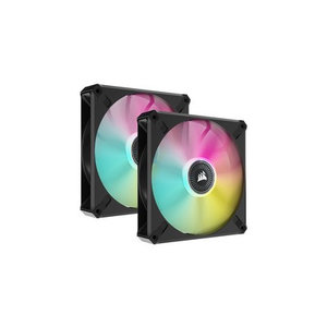 CORSAIR iCUE ML140 RGB ELITE Premium 140mm PWM Magnetic Levitation Fan - Dual Fan Kit with iCUE Lighting Node CORE (BLACK)