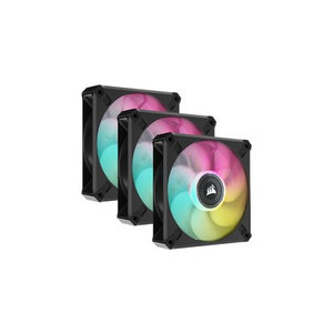 CORSAIR iCUE ML120 RGB ELITE Premium 120mm PWM Magnetic Levitation Fan - Triple Fan Kit with iCUE Lighting Node CORE (BLACK)