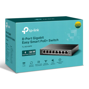 TP-LINK Easy Smart Switch TL-SG108PE, 8-Port Gbit, 4-Port PoE, Ver. 5.0