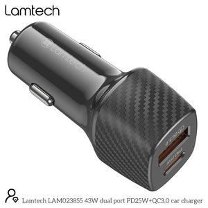 LAMTECH 2-PORT USB CAR FAST CHARGER TYPE-C PD 18W BLACK