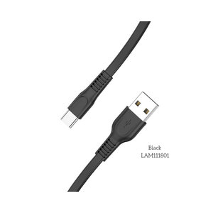 LAMTECH TYPE-C 3.0A FLAT CHARGING CABLE 1M BLACK