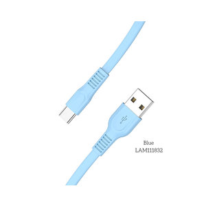 LAMTECH TYPE-C 3.0A FLAT CHARGING CABLE 1M BLUE