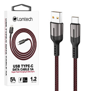 LAMTECH USB TYPE-C DATA CABLE 5A 1,2M BLACK