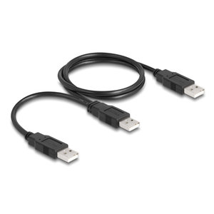 DELOCK καλώδιο USB σε 2x USB 80000, 480Mbps, 70cm, μαύρο