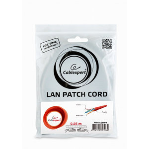 CABLEXPERT UTP CAT6 PATCH CORD 0,25M RED