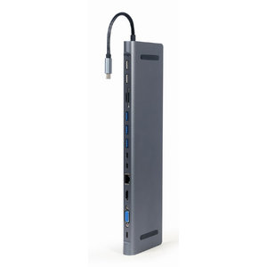 GEMBIRD USB TYPE-C 9-IN-1 MULTIPORT ADAPTER (USB HUB + HDMI + VGA + PD + CARD READER + LAN + 3.5MM)