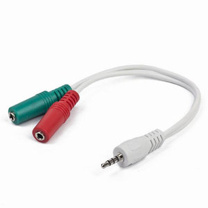 CABLEXPERT 3,5MM 4-PIN PLUG TO 3,5MM STEREO+MICROPHONE SOCKTS ADAPTER CABLE WHITE